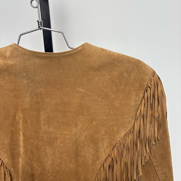 Cripple Creek Brown Suede Leather Fringe Jacket With Snap Buttons Womens Small - Picture 7 of 11